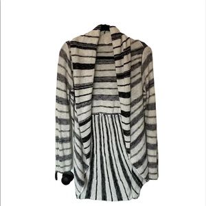 Cozy Black and White Striped Cardigan